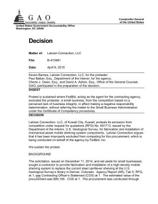 Blog 100 EXHIBIT 5 B- 410981_1__LATVIAN_CONNECTION__LLC__DIGEST ED_DECISION ( DEPT OF INTERIOR )