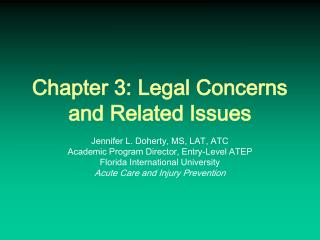 Chapter 3: Legal Concerns and Related Issues