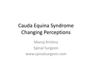 Cauda Equina Syndrome Changing Perceptions