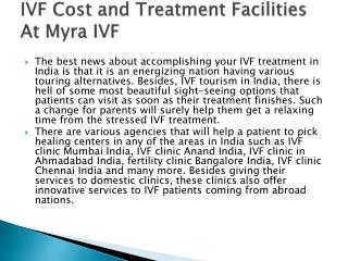 IVF Cost and Treatment Facilities At Myra IVF