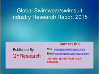 Global Swimwear/swimsuit Market 2015 Industry Size, Shares, Research, Insights, Growth, Analysis, Development, Trends, O