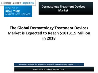 The Global Dermatology Treatment Devices Market is Expected to Reach $10131.9 Million in 2018