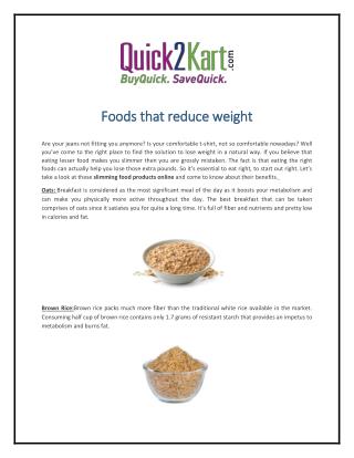 Foods that reduce weight