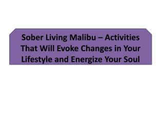 Sober Living Malibu – Activities That Will Evoke Changes in Your Lifestyle and Energize Your Soul
