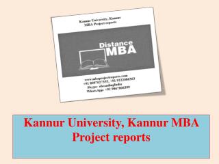 Kannur University, Kannur MBA Project reports