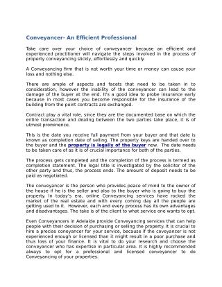 Conveyancer- An Efficient Professional