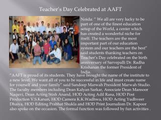 Teacher’s Day Celebrated at AAFT