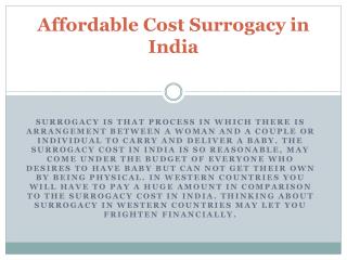 Affordable Cost Surrogacy in India