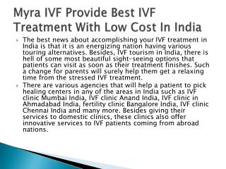 Myra IVF Provide Best IVF Treatment With Low Cost In India