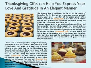 Thanksgiving Gifts can Help You Express Your Love And Gratitude In An Elegant Manner