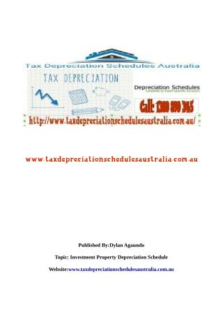 Tax depreciation Schedule Australia | Investment Property Depreciation Schedule