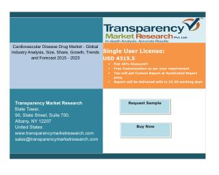 Cardiovascular Disease Drug Market Segment Forecasts up to 2023,Research Reports-Transparency Market Research