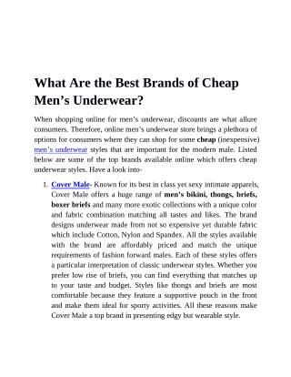 What Are the Best Brands of Cheap Men’s Underwear?