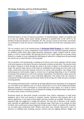 The Design, Production, and Uses of Perforated Metal