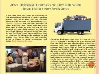 Junk Disposal Company To Get Rid Your Home From Unwanted Junk