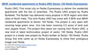 3BHK residential apartments in Rudra UNO Sector 150 Noida Expressway