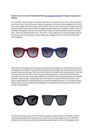 Designer Sunglasses for Women, Cool Sunglasses for Men, Funky Sunglasses, Stylish Sunglasses