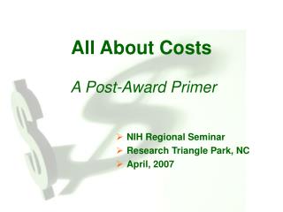 All About Costs A Post-Award Primer