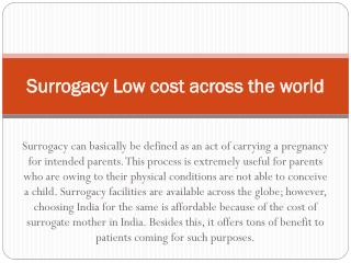 Surrogacy Low cost across the world
