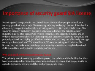 Importance of security guard SIA license