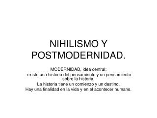 NIHILISMO Y POSTMODERNIDAD.