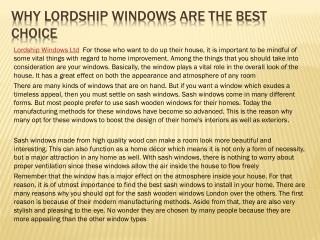 Why Lordship Windows Are the Best Choice
