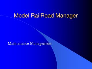 Model RailRoad Manager
