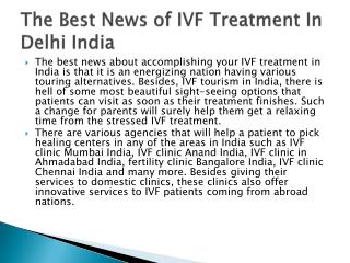 The Best News of IVF Treatment In Delhi India