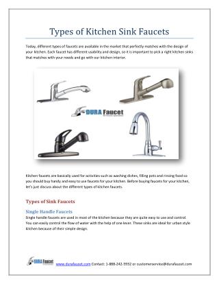 Types of Kitchen Sink Faucets