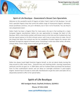 Spirit of Life Boutique - Queensland's Breast Care Specialists