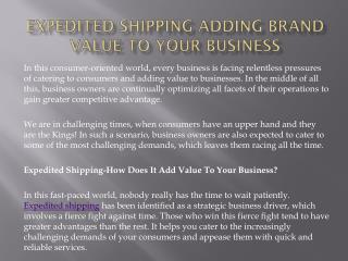 Expedited shipping adding brand value to your business