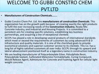 Manufacturers of Construction Chemicals