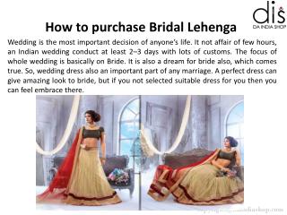 How to purchase Bridal Lehenga