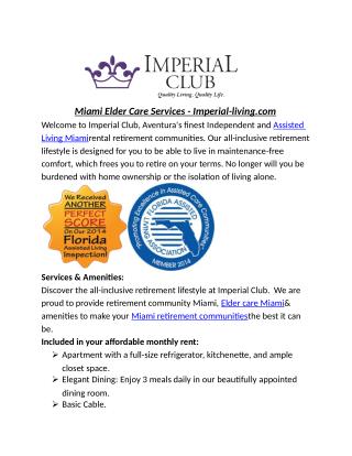 Miami Elder Care Services - Imperial-living.com