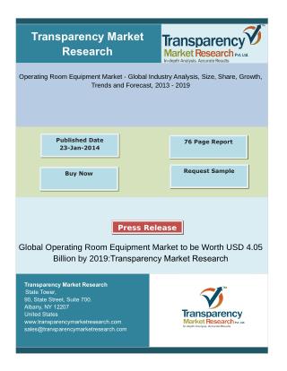 Global Operating Room Equipment Market Propelled by Growing Demand from O.T. Integration Systems