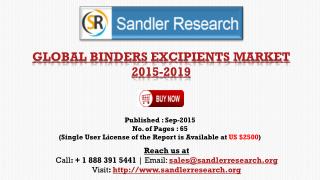 Global Binders Excipients Market Growth to 2019 Forecasts and Analysis Report