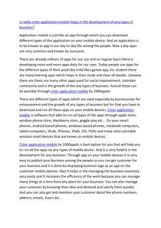 Is really créer application mobile helps in the development of any types of business.pdf