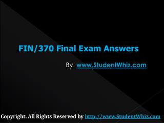 FIN 370 Final Uop Exam Assignment