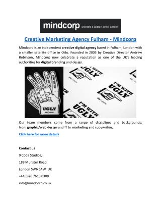 Creative Marketing Agency Fulham - Mindcorp