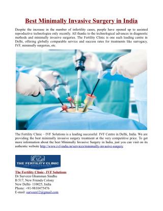 Best Minimally Invasive Surgery in India