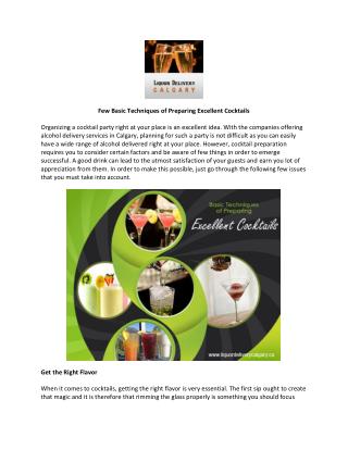 Few Basic Techniques of Preparing Excellent Cocktails