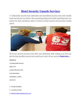 Hotel Security Guards Services