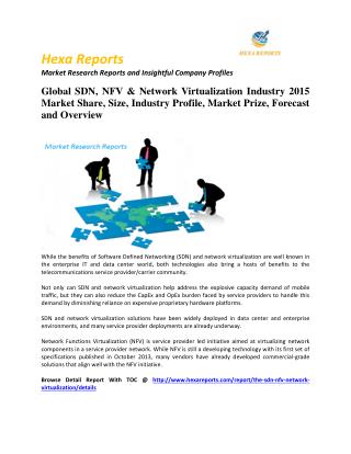 Sdn, nfv & network virtualization market share, key trends and Forecast 2014 - 2020