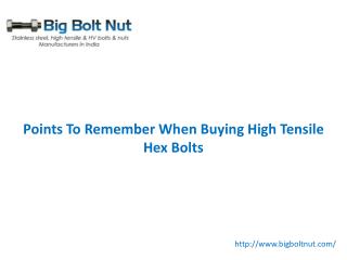 Points To Remember When Buying High Tensile Hex Bolts