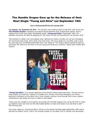 The Humble Grapes Gear up for the Release of their Next Single “Young and Alive” out September 18th