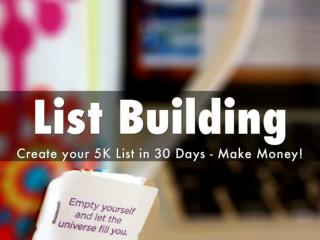 Email List building - Create your 5k list in 30 days - Make Money