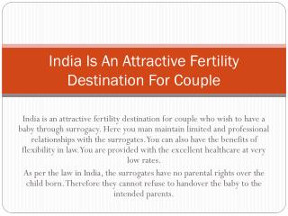 India Is An Attractive Fertility Destination For Couple