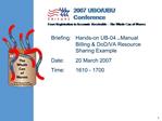 Briefing: Hands-on UB-04 Manual Billing DoD