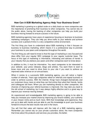 How Can A B2B Marketing Agency Help Your Business Grow?