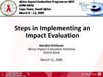 Steps in Implementing an Impact Evaluation